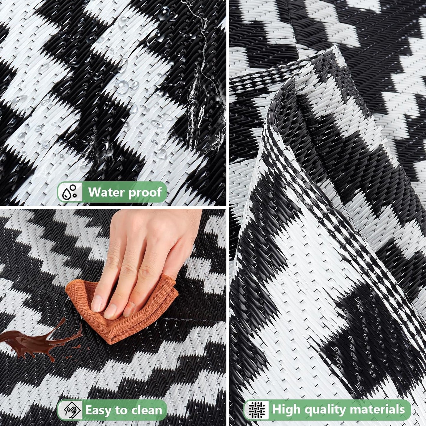 Extra Large Outdoor Rug(150X245Cm) - Camping Rug, Porch Rug, Reversible Portable Outdoor Plastic Straw Rug, Waterproof Mat for Rv, Deck, Camper, Balcony, Patio (Geometric-1)