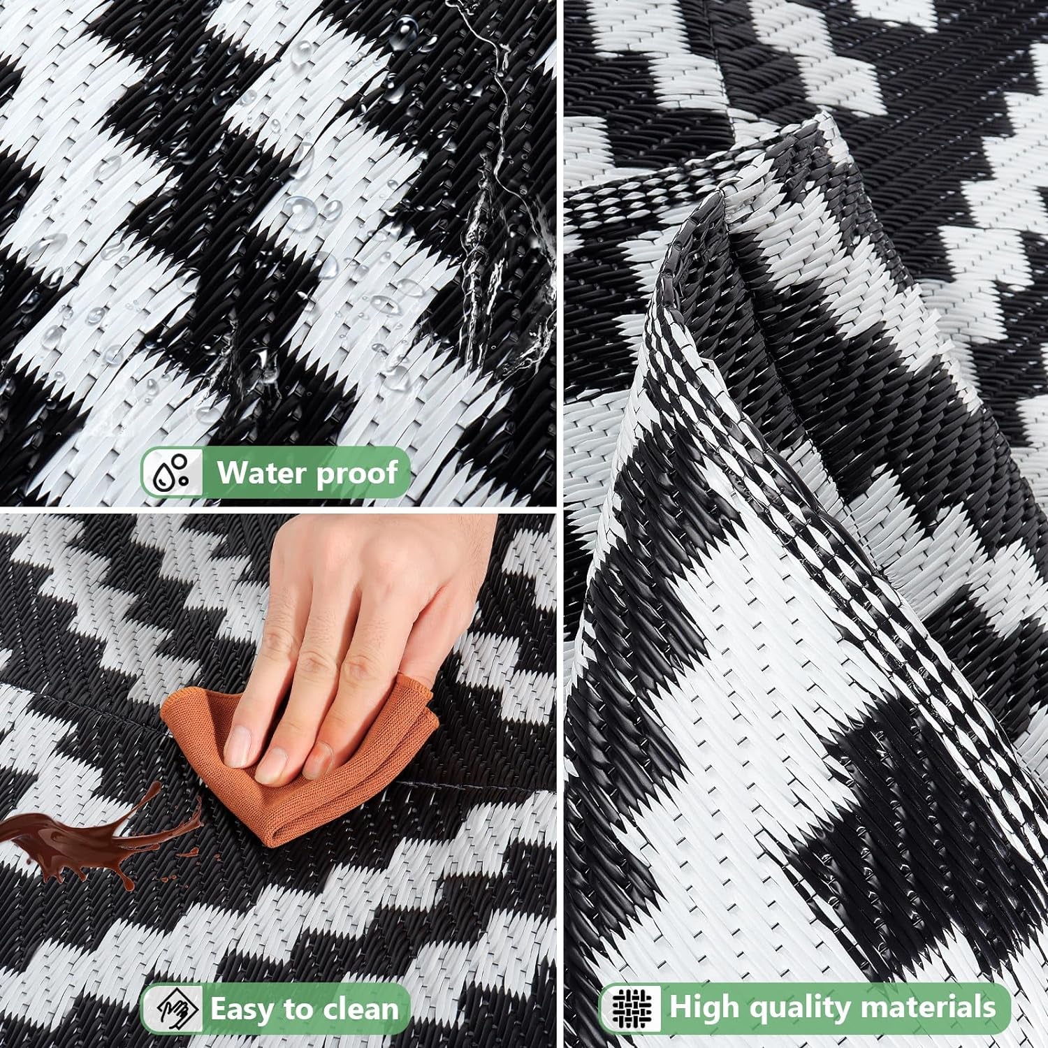 Extra Large Outdoor Rug(150X245Cm) - Camping Rug, Porch Rug, Reversible Portable Outdoor Plastic Straw Rug, Waterproof Mat for Rv, Deck, Camper, Balcony, Patio (Geometric-1)