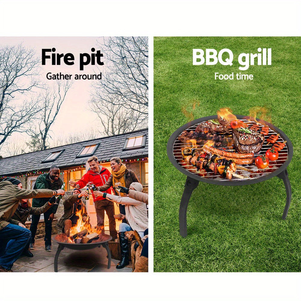 55cm Portable Charcoal BBQ Grill Fire Pit – Foldable, Heat-Resistant, Rustproof