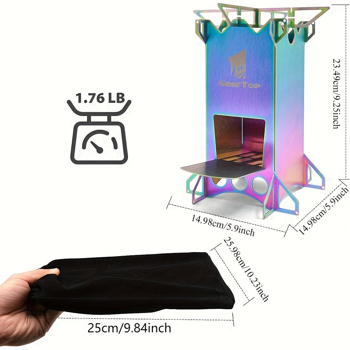Outdoor Rocket Stove - Uncharged, Stainless Steel, Geertop, No Magnesium Rod/Flint