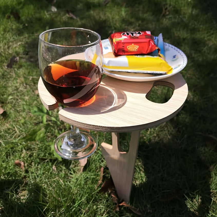 Portable Beach wine Table - Wooden Detachable base for portability