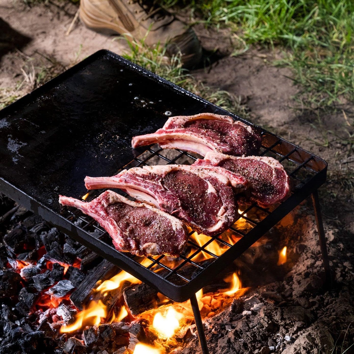 BBQ Plate Folding Portable Hotplate Camping Grill Coated Steel