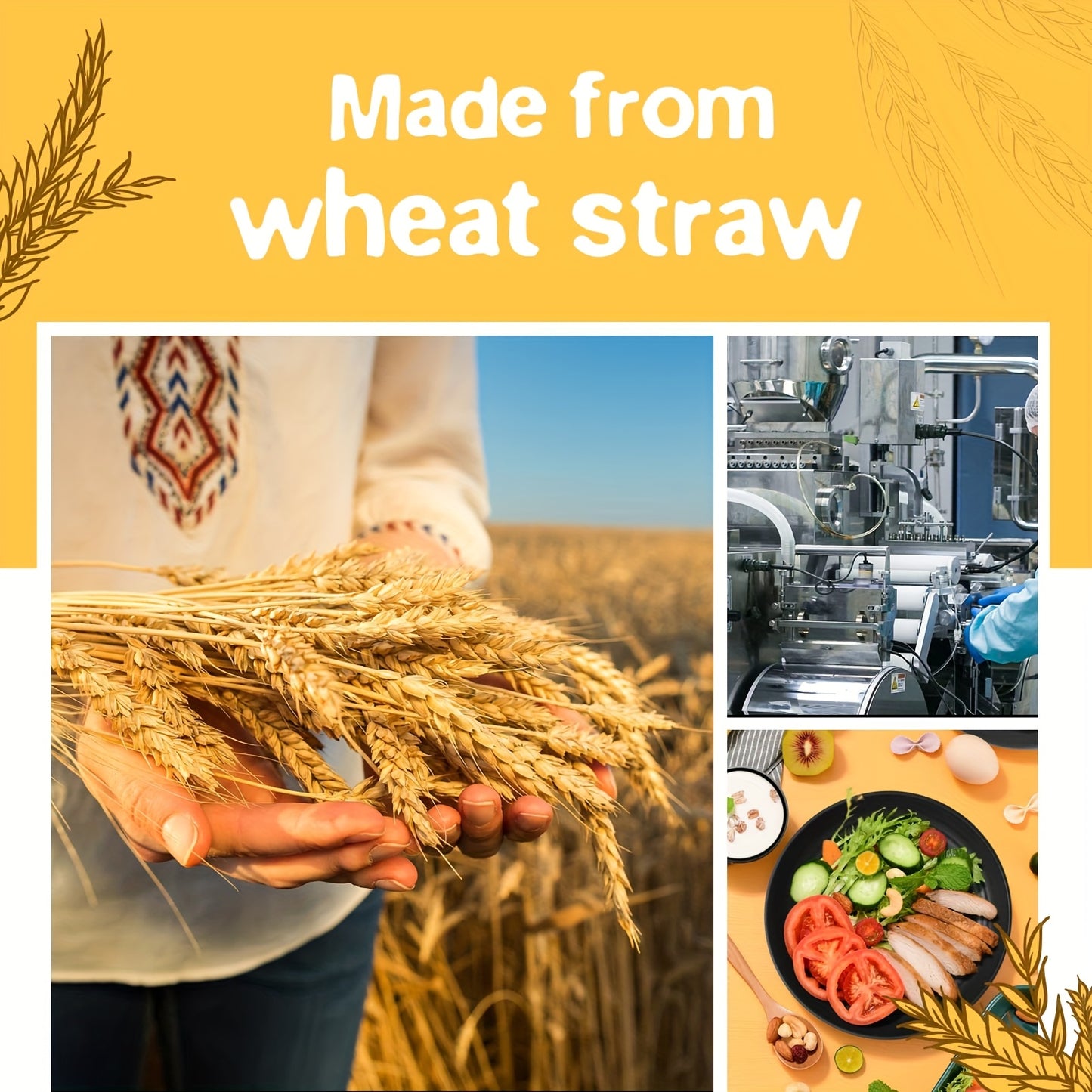 16pcs Wheat Straw Dinnerware Set - Unbreakable!!