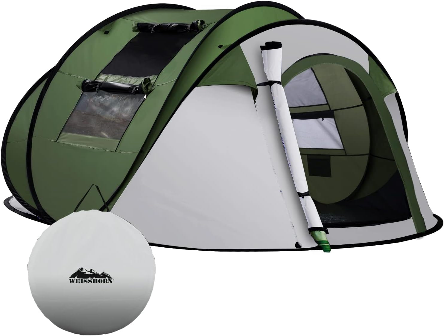 Pop up Camping Tent, 5 Person Easy Setup Dome Tents Outdoor Family Travel Hiking Trip, Portable Shelter Sun Protection Water Resistance Green.