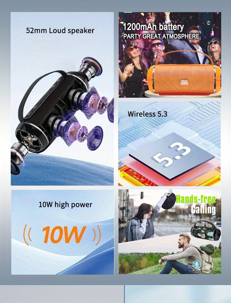 Portable Wireless Speaker, 1200mAh Battery Capacity