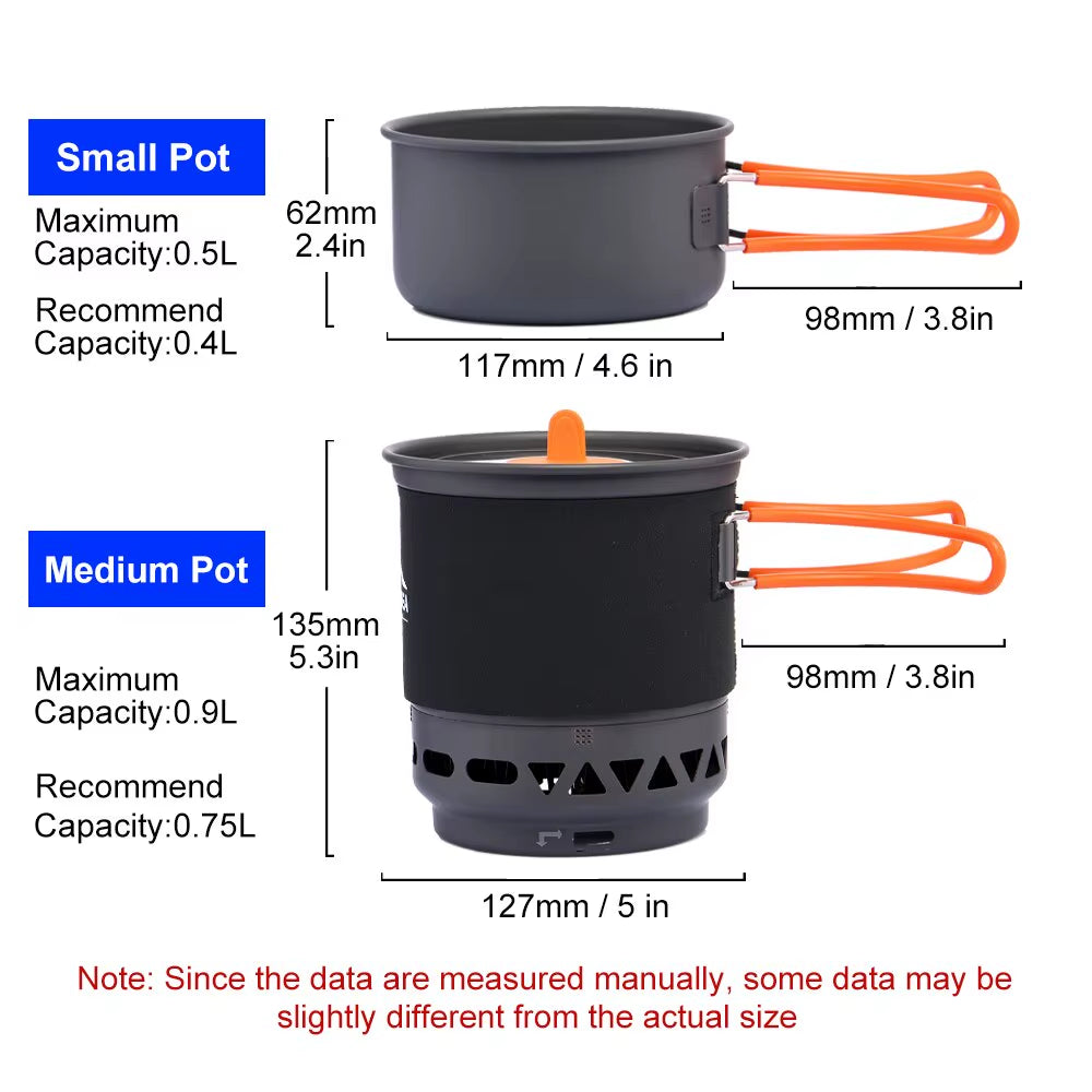 Camping Cooking System with Heat Exchanger Outdoor Gas Burner Stove Tourist Pot Set Cup Tableware Cookware Tourism Hike