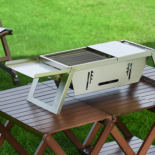 Folding Charcoal Grill, Portable Food Grade Stainless Steel Charcoal Grill