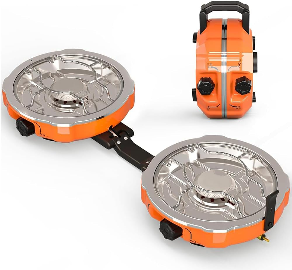 2 Burner Camping Stove with Carrying Handle, Storage Bag Portable for Camping & Hiking