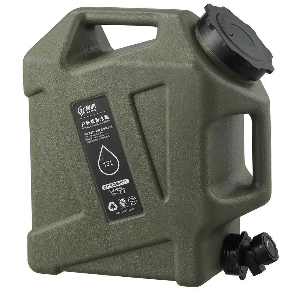 12L Camping Water Container Outdoor Water Bucket Large Capacity Portable Water Bag Detachable Faucet Picnic Drive Water Tank
