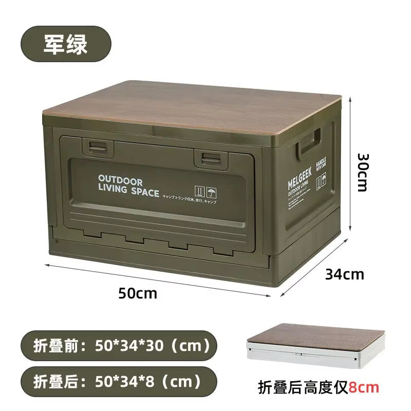 Outdoor Storage Box Camping Folding Box Camping Organizer Car Trunk Wooden Lid Industrial Air Storage Box