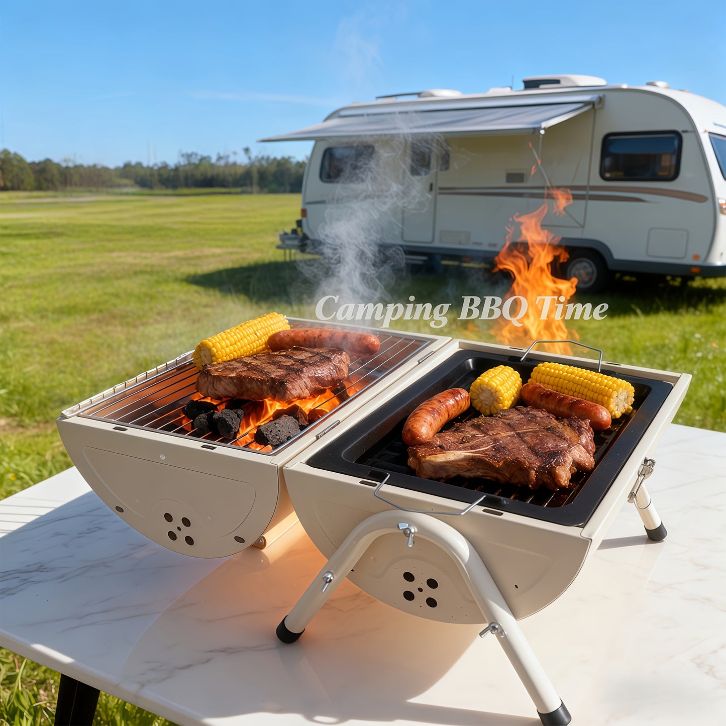 Portable Charcoal Grill | Easy to Carry for Camping, BBQ, Picnics