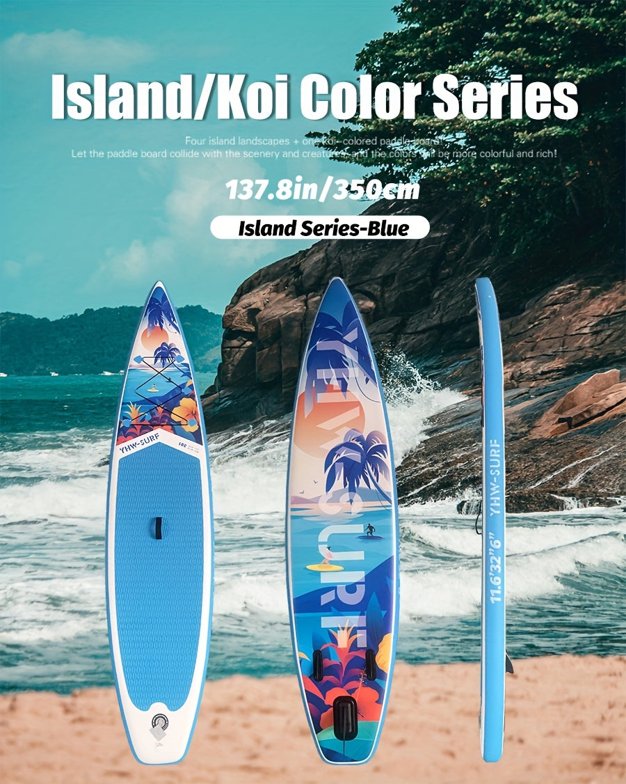Inflatable Paddle Board, Pump, Backpack, Foot Rope, Detachable Fin, Paddle, and Repair Kit