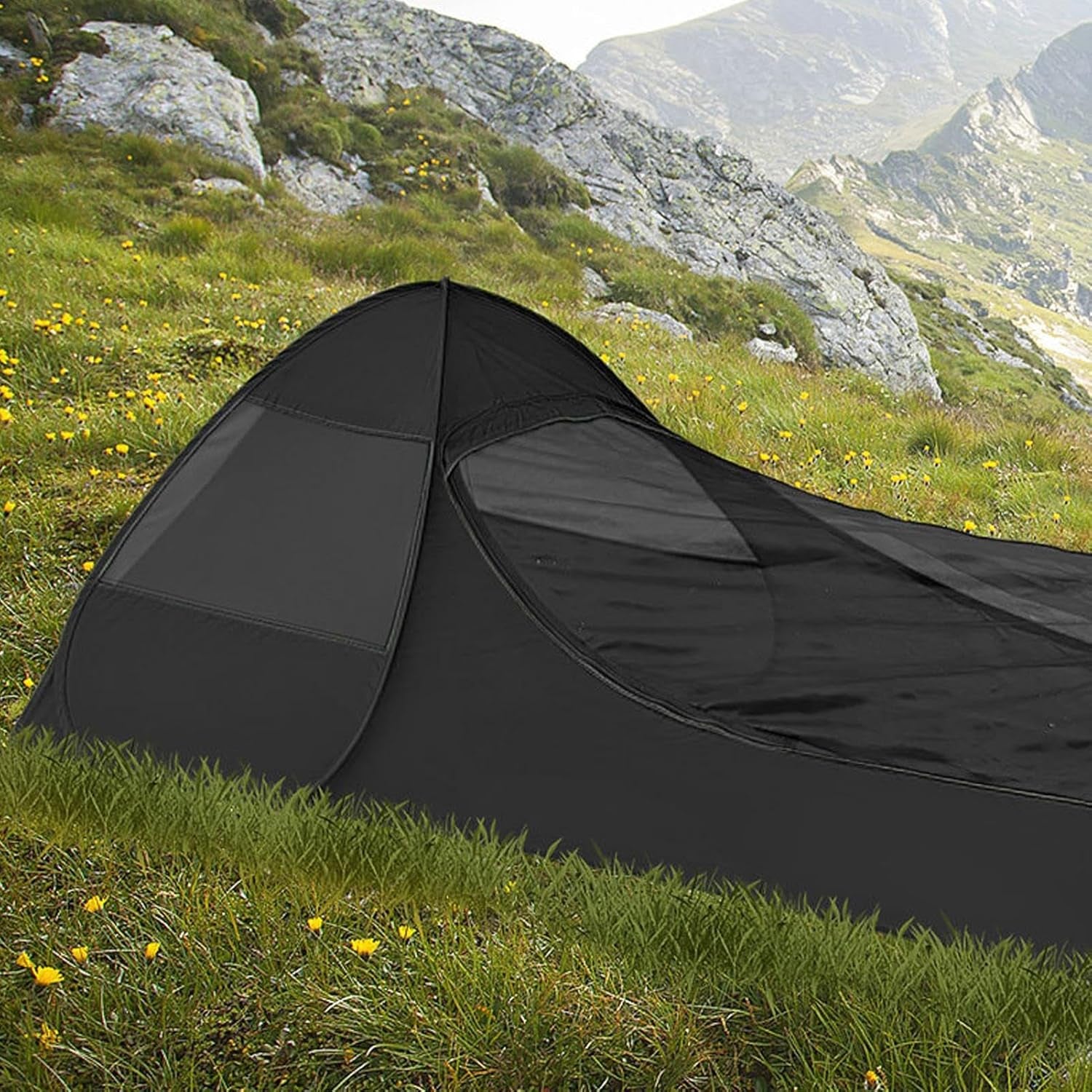 Foldable Pop-Up Single Bed | Bed Canopy Sleeping Bag Net Tent with Double Zipper,Finer Mesh Shelter, Breathable Camping Gear for Travel Bedroom and Outdoor Trips