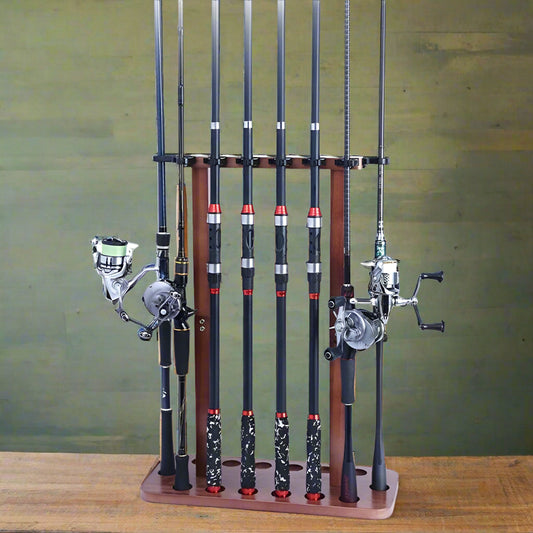 Vertical Fishing Rod Storage Holder Fishing Gear Equipment Organizers Fishing Rod Rack Floor Stand Wood Fishing Rod Rack
