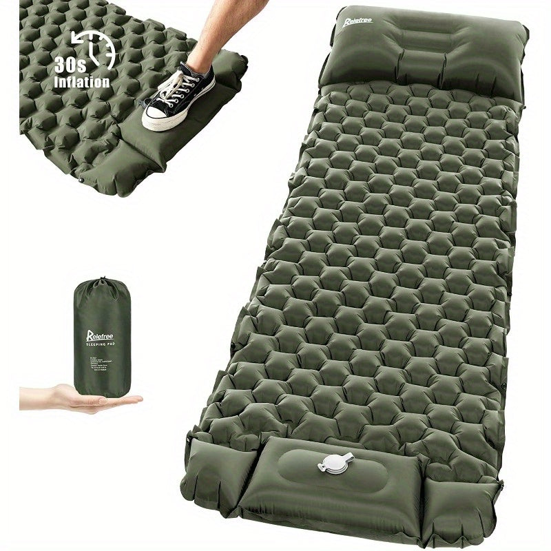 Camping Sleeping Pad with Foot Pump - Extra Wide and Thick