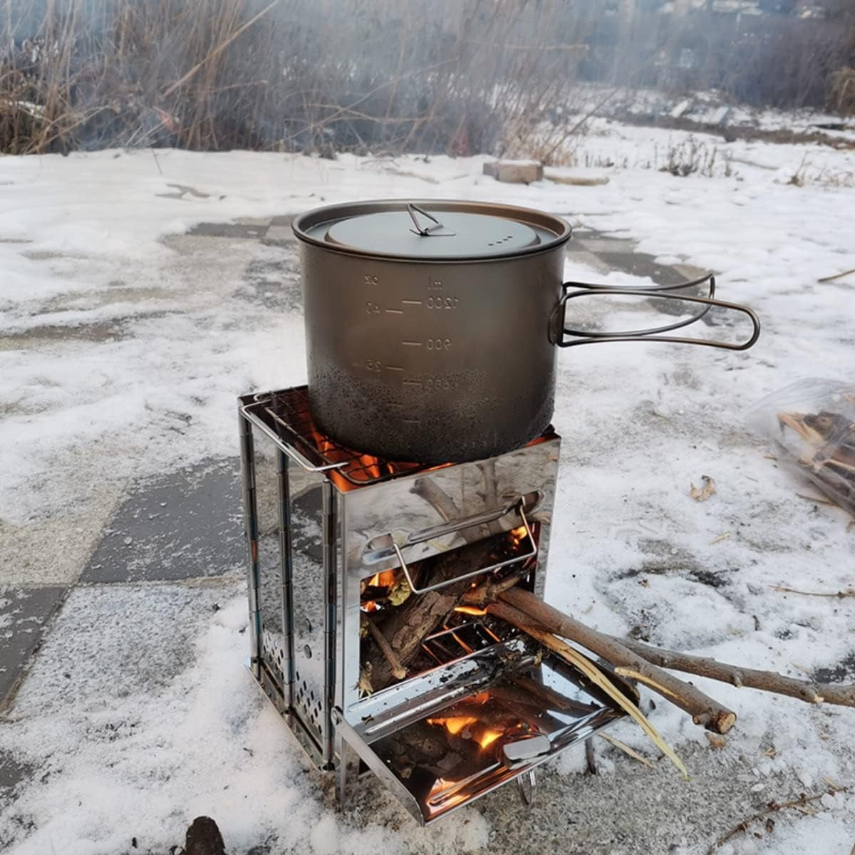 Portable Outdoor Cooking Stove, Grill & Fire Pit - Wood, Twig, Charcoal, Alcohol - Cast Iron - Camp Stove