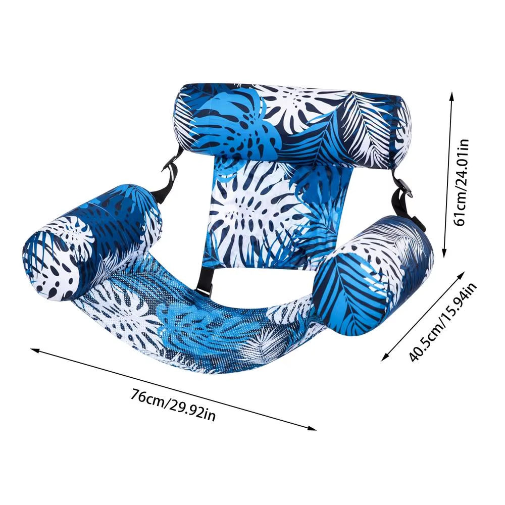 Inflatable Pool Hammock Chair Floating Water Lounge Bed Foldable Swimming Pool Recliner Heavy-Duty Pool Floats for Adults