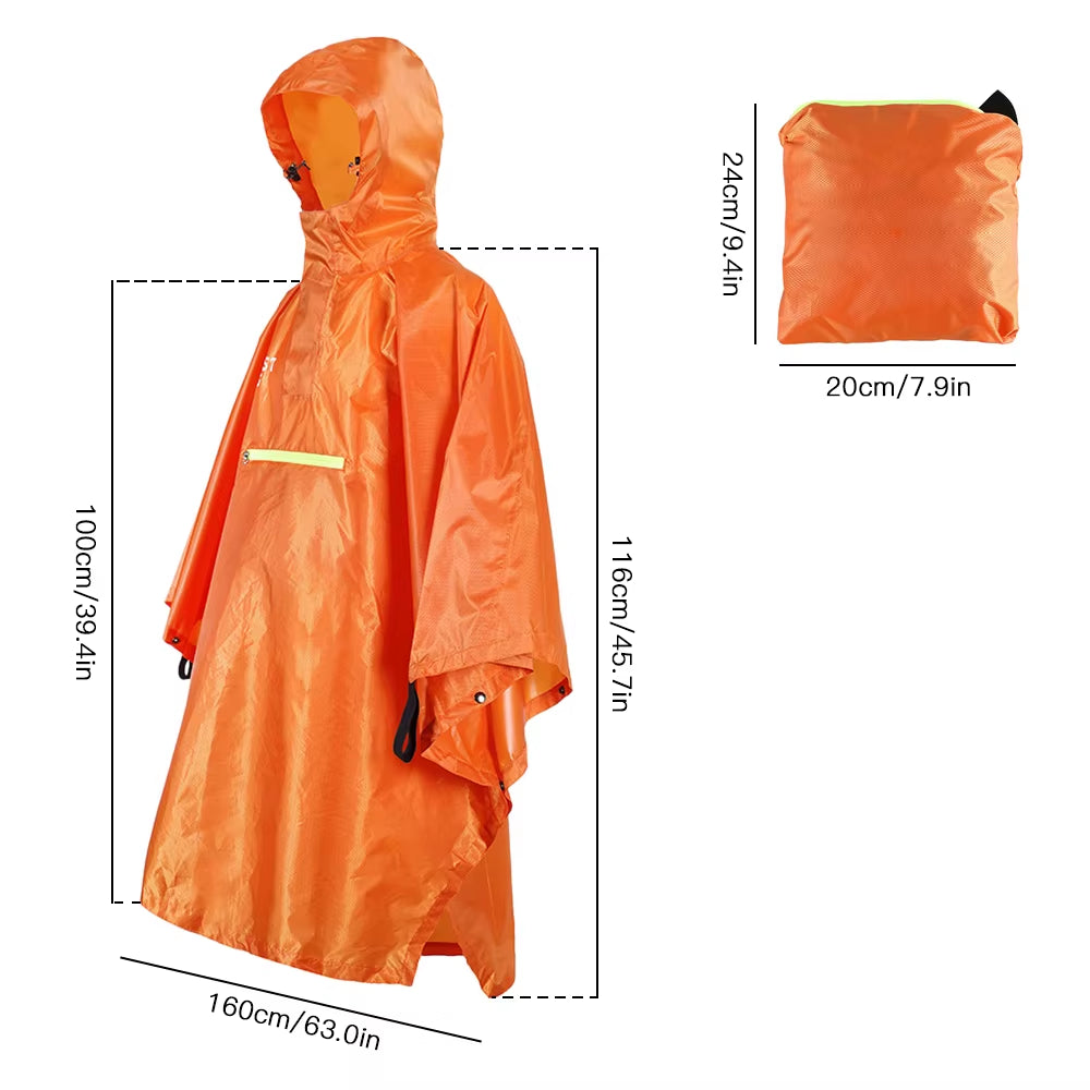 Men Women Raincoat Waterproof Durable Rainwear with Reflective Strip Suitable for Night Outdoor Camping Fishing Climbing Apparel
