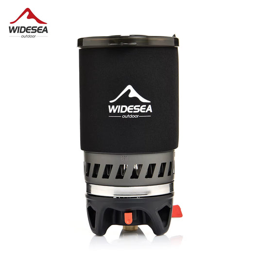 Camping Cooking System with Heat Exchanger Outdoor Gas Stove Burner Tourist Coffee Pot Cup Cookware Tableware Tourism