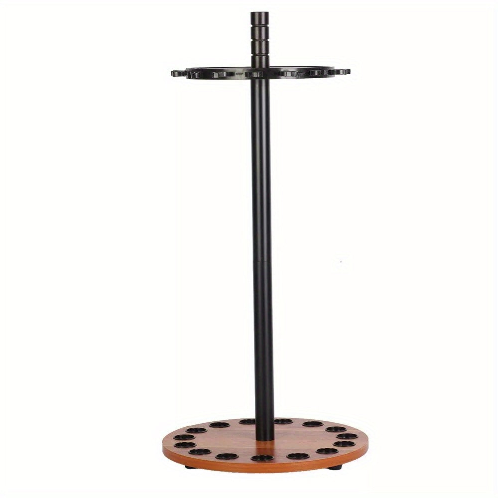 15 Pole Brown Disc Fishing Rod Display Rack, Rotating Wooden