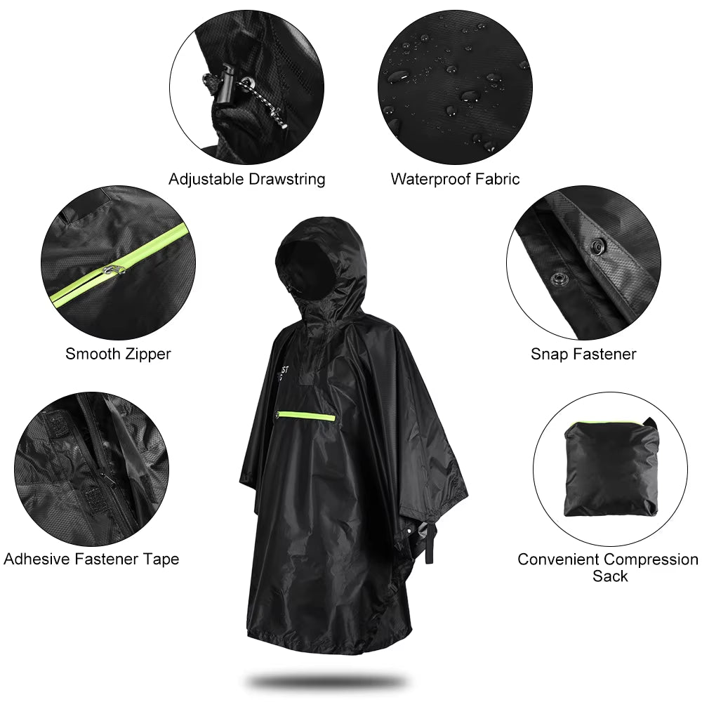 Men Women Raincoat Waterproof Durable Rainwear with Reflective Strip Suitable for Night Outdoor Camping Fishing Climbing Apparel