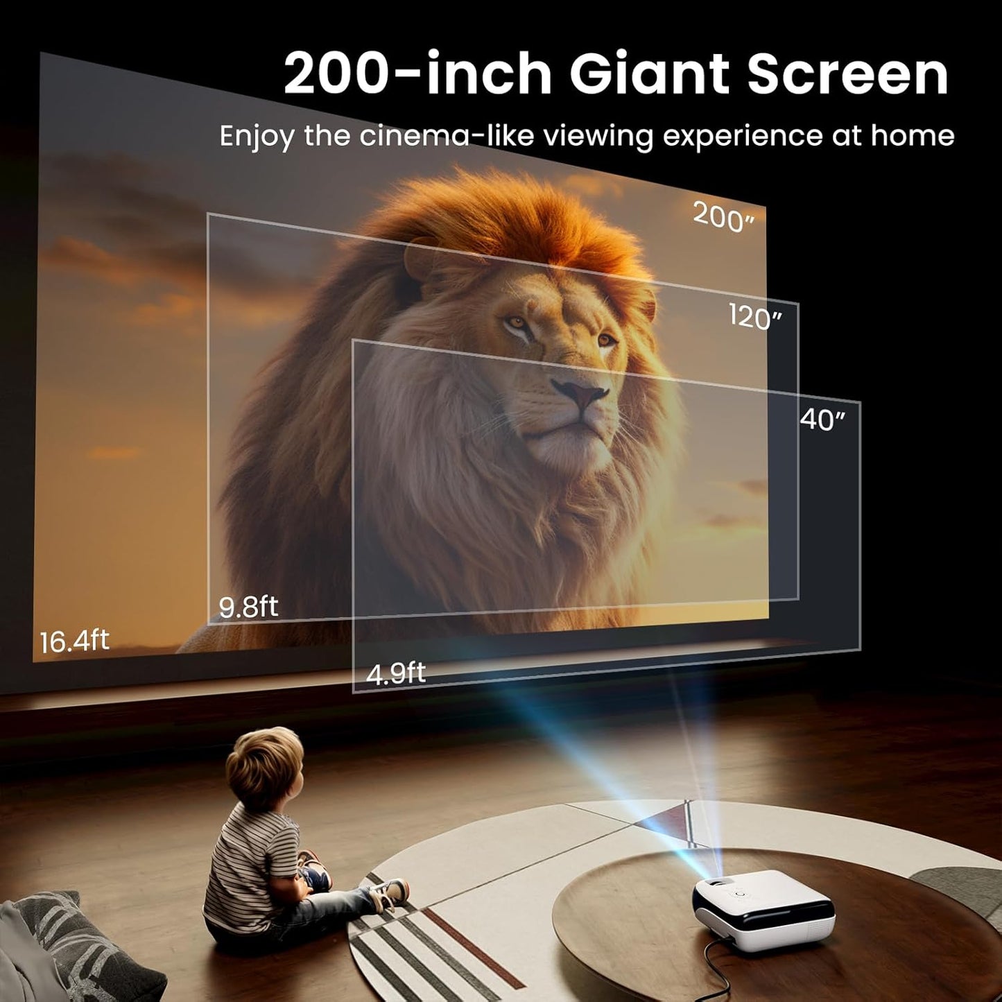Projector, Native 1080P Bluetooth Portable Outdoor Movie Projector, Full HD Mini Projector with Speaker for Home Bedroom, Compatible with Smartphone,Hdmi,Usb,Av,Fire Stick,Ps5A