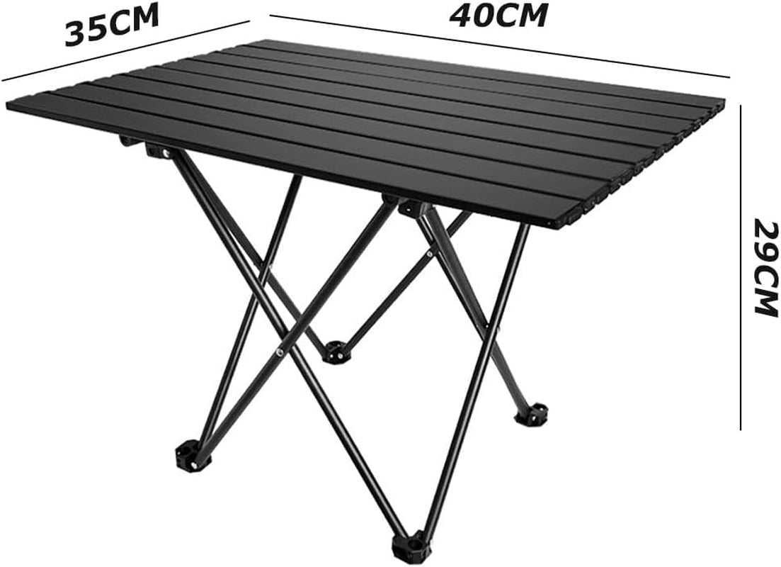Lightweight Camping Table with Aluminum Table Top, Folding Side Table, Black Table Perfect for Outdoor Camping Cooking BBQ Hiking Fishing Picnic Beaching (1.4 KG, 40 * 35 * 29 CM)