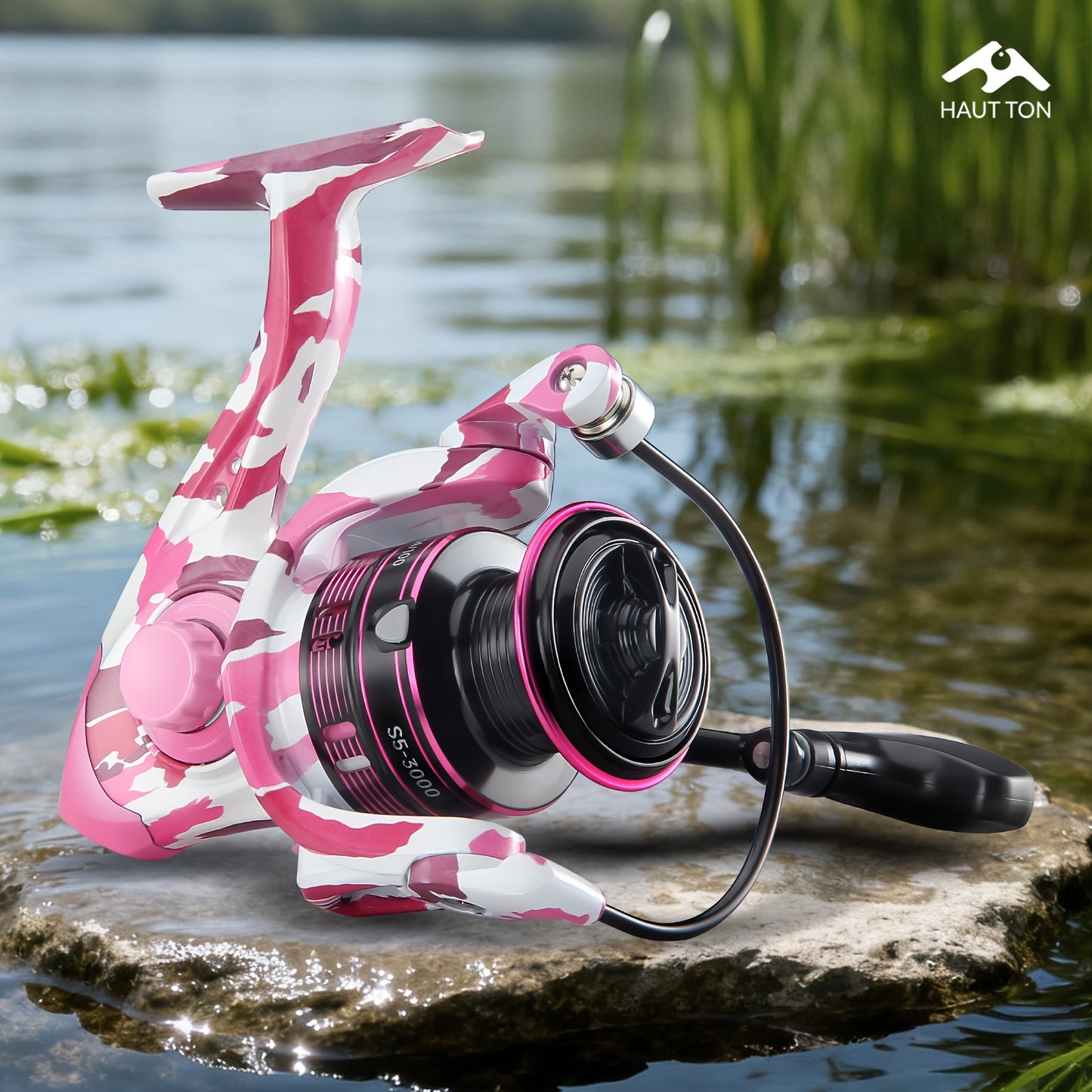S5 Spinning Reel | Pink Aluminum Alloy, Ambidextrous - CAMO