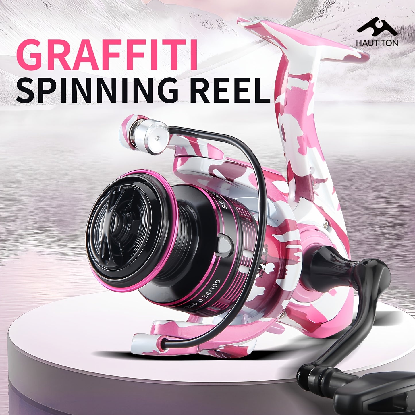 S5 Spinning Reel | Pink Aluminum Alloy, Ambidextrous - CAMO