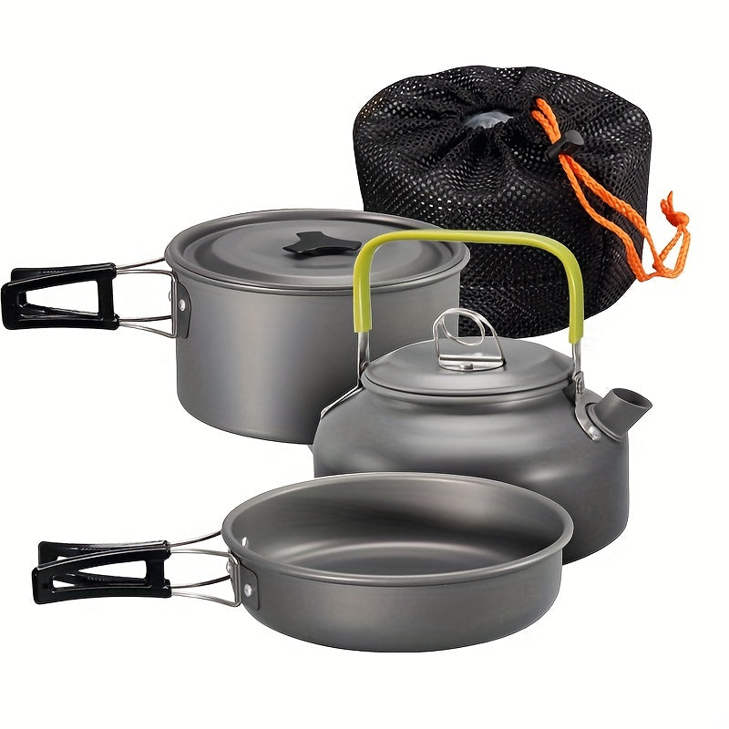 3pcs Camping Cookware Set, Aluminum Outdoor Portable Cooking Gear