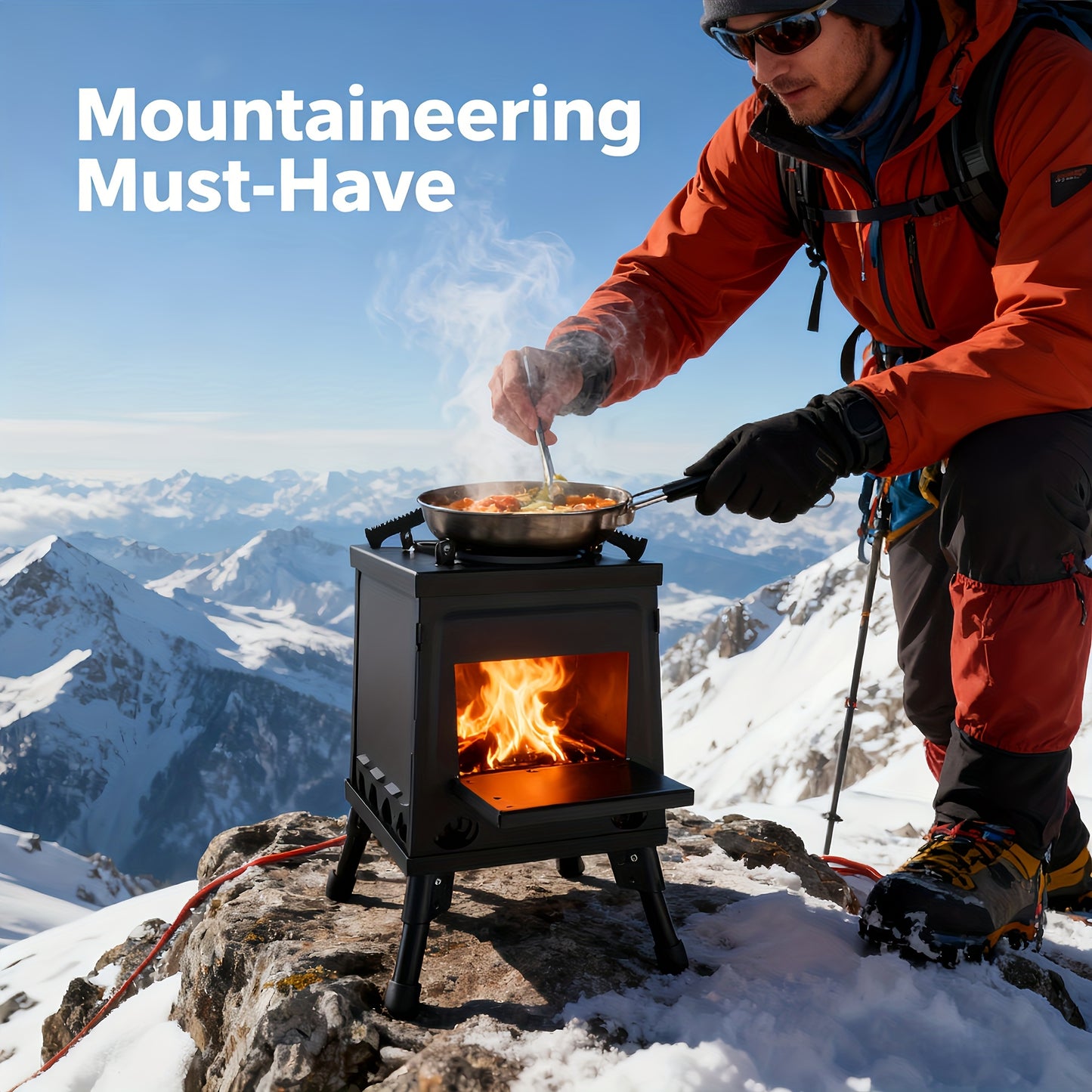 Portable Wood Camping Stove, Durable Folding Firewood Stove BBQ