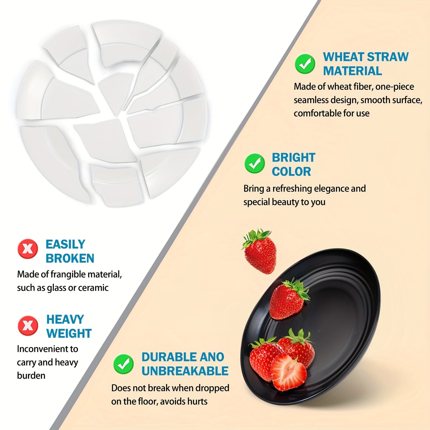 16pcs Wheat Straw Dinnerware Set - Unbreakable!!