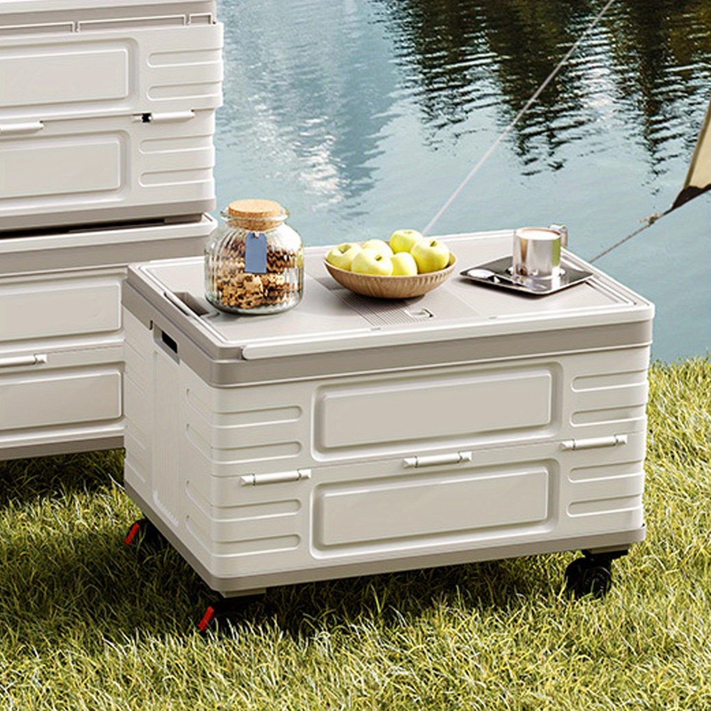 60L Heavy-Duty Collapsible Storage Box with 4-Wheel Mobility & Flip-Top Lid