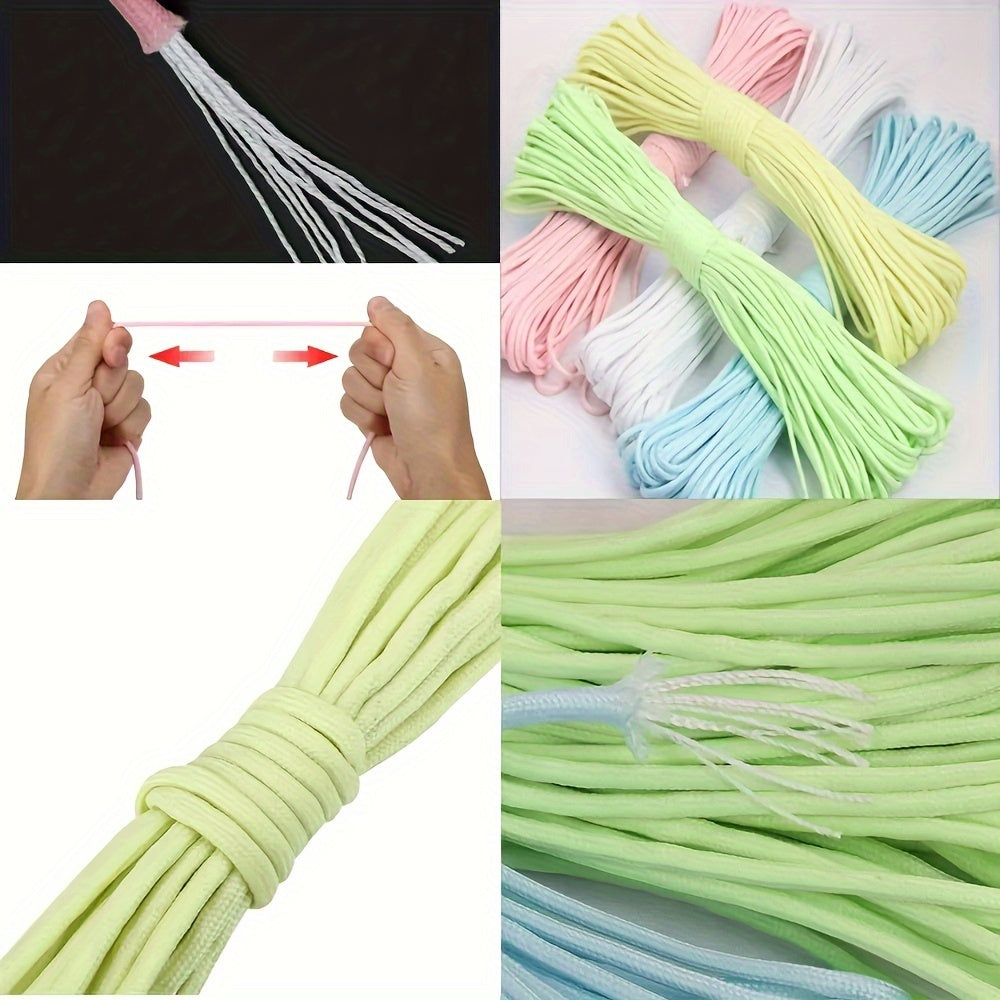 4pcs Glow-in-the-Dark Camping Rope, Durable Nylon - STOP tripping over tent ropes :)