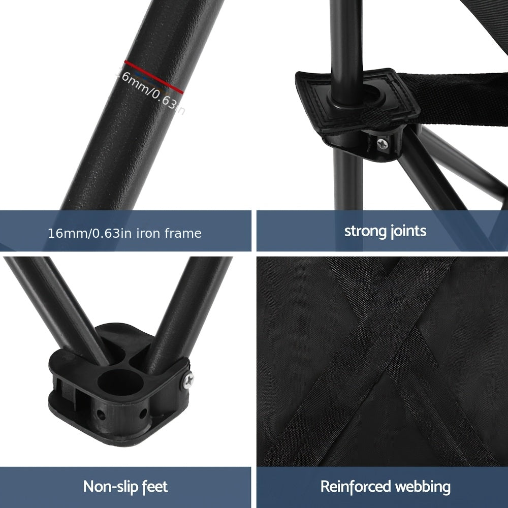 Folding Camping Moon Chair Portable Seat Weight Capacity 120kg Black