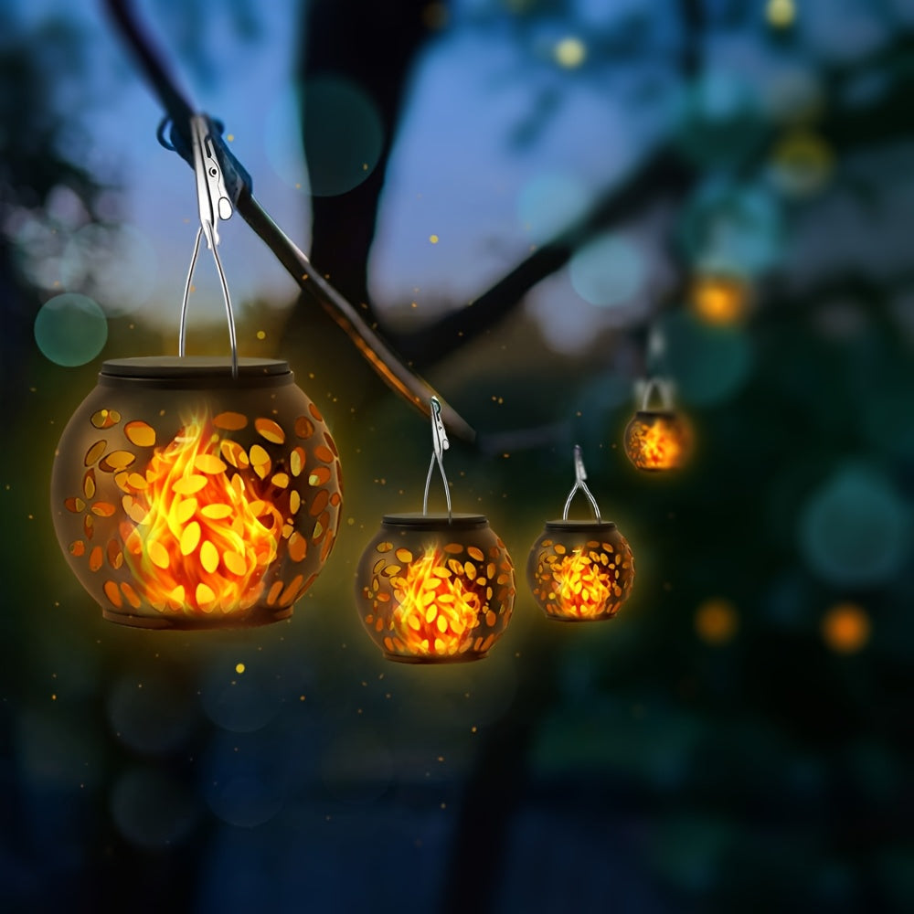 4pcs Solar LED Flame Pendant Lights - Glam your camping trip!!