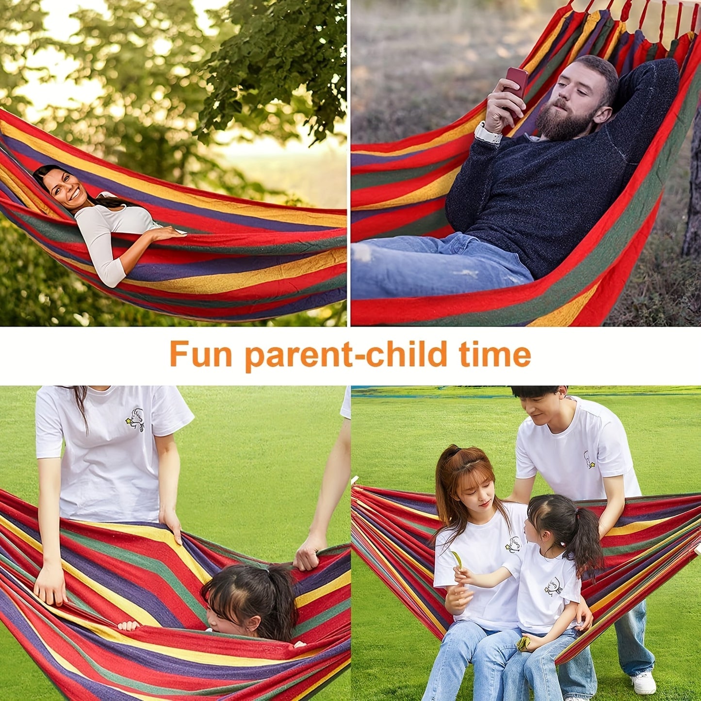 Double Hammock, Portable with Canvas Storage Bag.