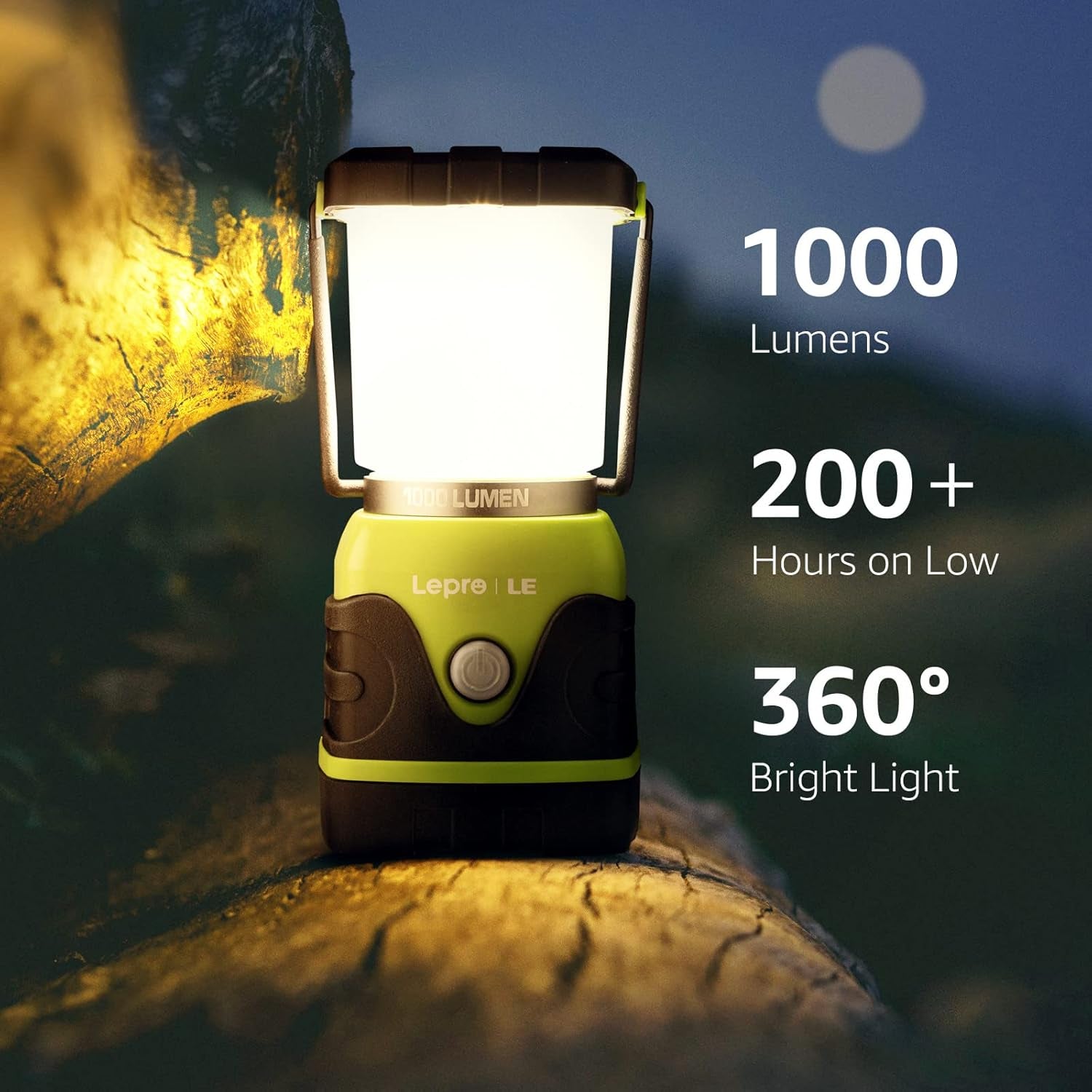 LE Camping Lantern, 1000 Lumen Camping Lights Battery Powered, Dimmable Warm to Cool White Modes, Tent Lights with Long Battery Life, Camping Accessories for Outdoors and Emergency, Pack of 2