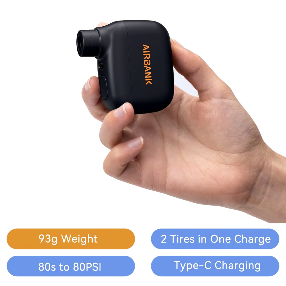 AIRBANK Pocket SE Mini Portable Electric Pump for Bicycle Cordless Tire Presta Schrader Valve Bike Accessories Fast Charging