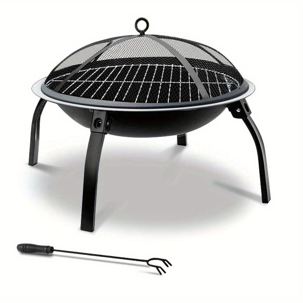 55cm Portable Charcoal BBQ Grill Fire Pit – Foldable, Heat-Resistant, Rustproof