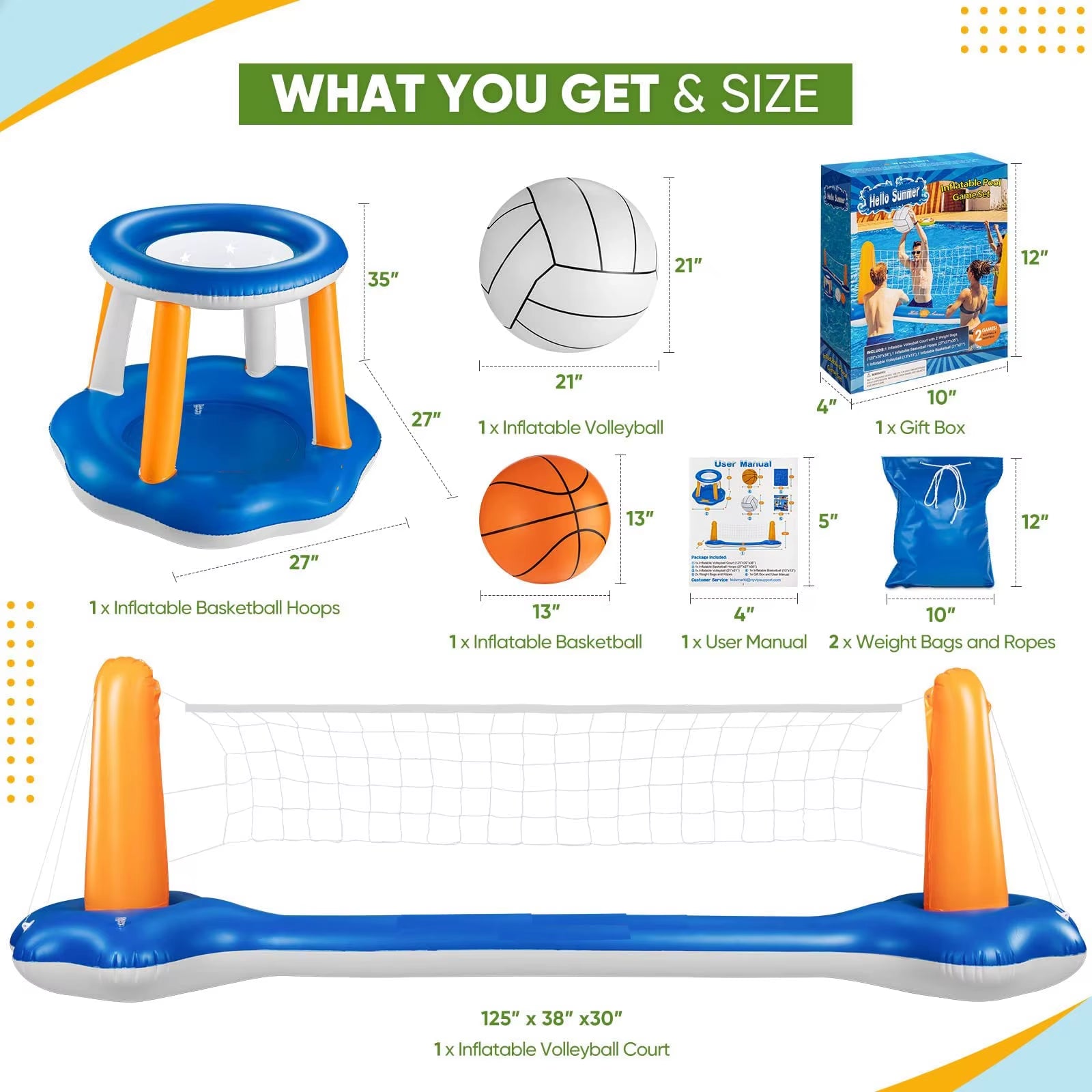 Adult Water Entertainment Inflatable Volleyball Stand-Inflatable Basketball Stand-Suitable for Summer Swimming Pool Water Event Party