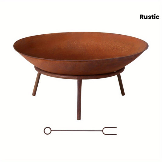 Grillz 56cm Fire Pit Campfire Charcoal Wood Burner Rustic Iron Outdoor Patio