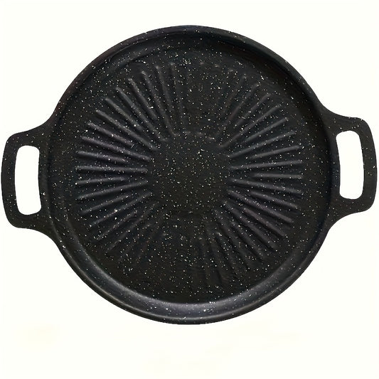 Portable Korean-Style Cast Iron Cook pan & Griddle with Sun Design -  Non-Stick