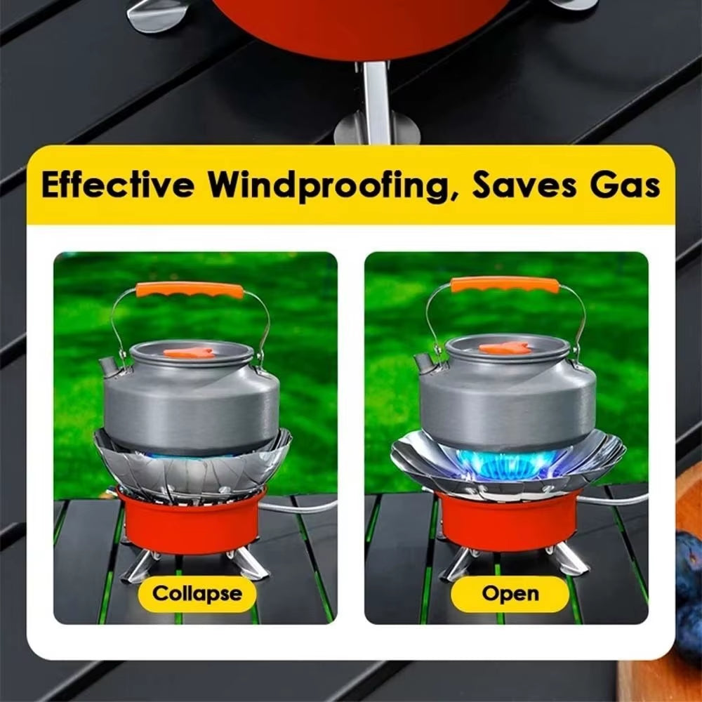 Tea Stove 2800W Lotus Cassette Stove High Power Compact Folding Gas Burner Red Windproof Fondue Gas Cooker Outdoor BBQ
