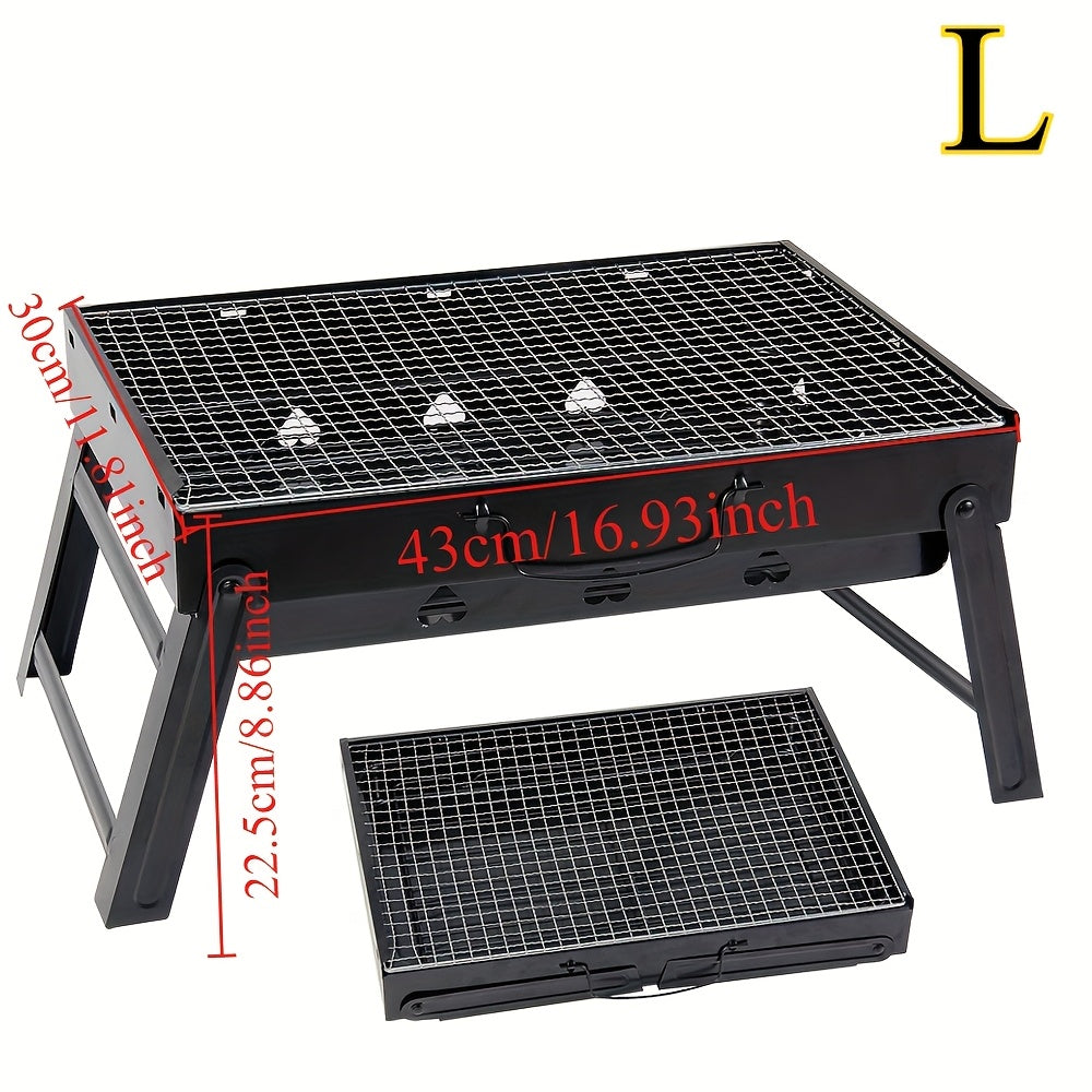 Portable Foldable BBQ Grill, Iron Construction, Uncharged, Compact & Convenient