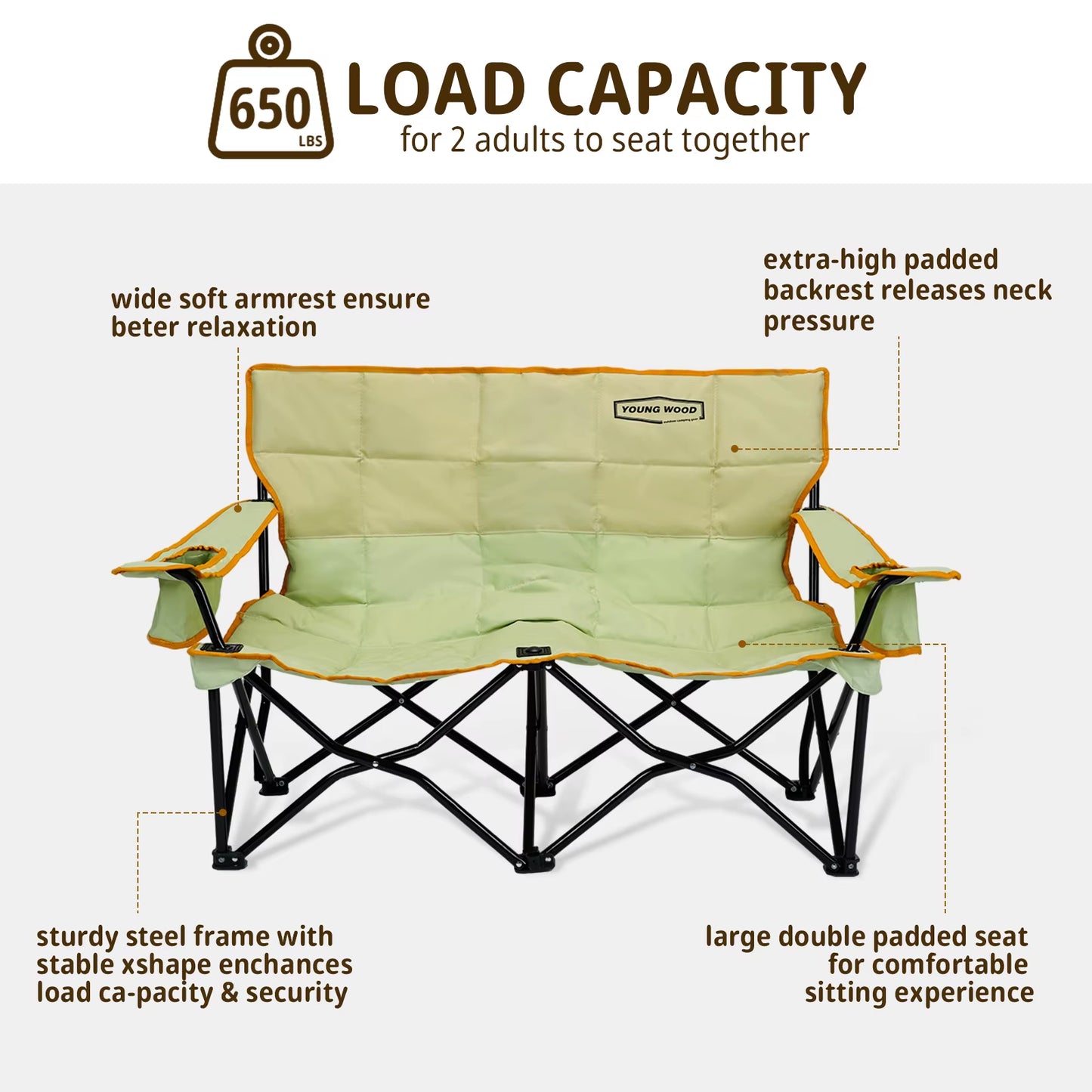 A Must-Have Double Chair for Couples Camping, with Both Appearance and Strength. Enjoy Exquisite Camping with Light Luxury