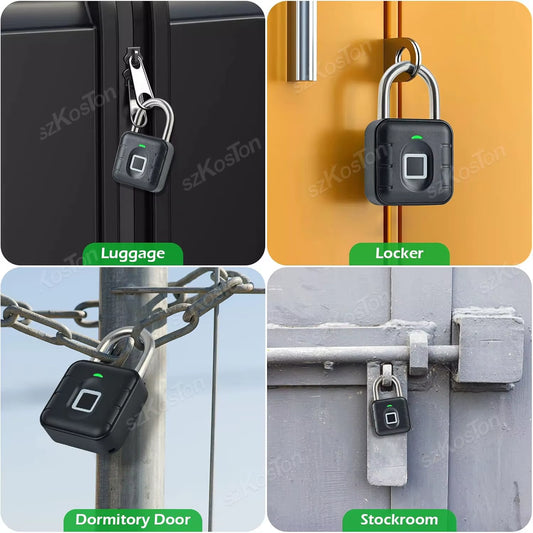 Waterproof Smart Fingerprint Padlock Locker Dormitory Anti-Theft Padlock Keyless Security Protect Electronic Unlock for Luggage