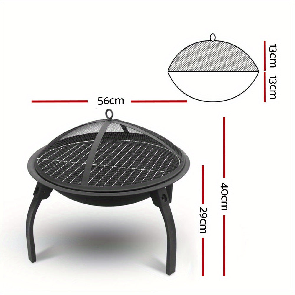 55cm Portable Charcoal BBQ Grill Fire Pit – Foldable, Heat-Resistant, Rustproof