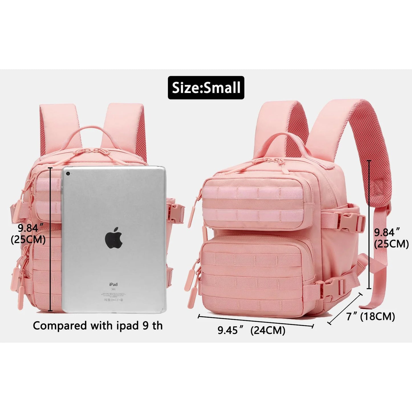 9L Mini Tactical Backpack Small Gym Bag Fitness Portable Backpack with Molle System for Hiking, Camping, Traveling, Daily Use