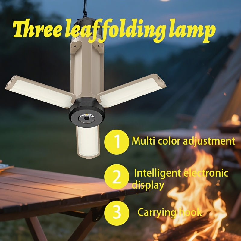 Portable LED Camping Light with Hooks, Multifunctional Tent Lamp.